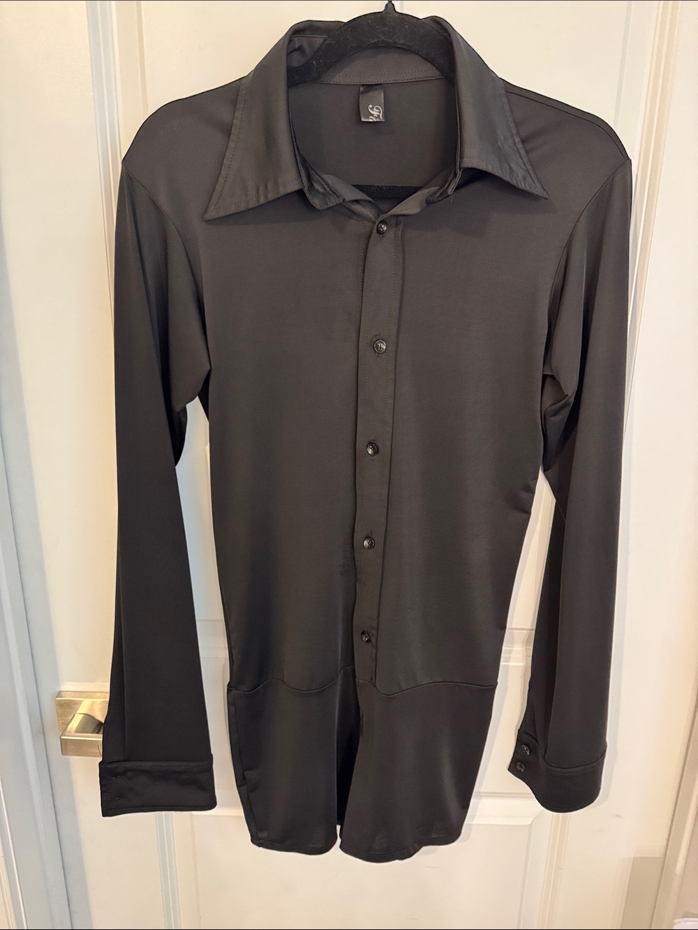 FANG Black Women's Long-Sleeve Button-Up Shirtshorts one piece